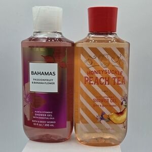 Bath & Body Works Bahamas passionfruit & Honeysuckle Peach Tea Shower Gel Bundle